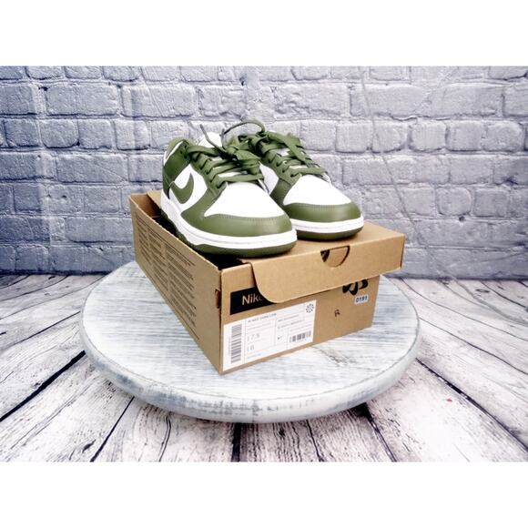 Nike Shoes - Nike Dunk Low White/Medium Olive-White Women 7.5 Refurbished w/ Refurbished Box